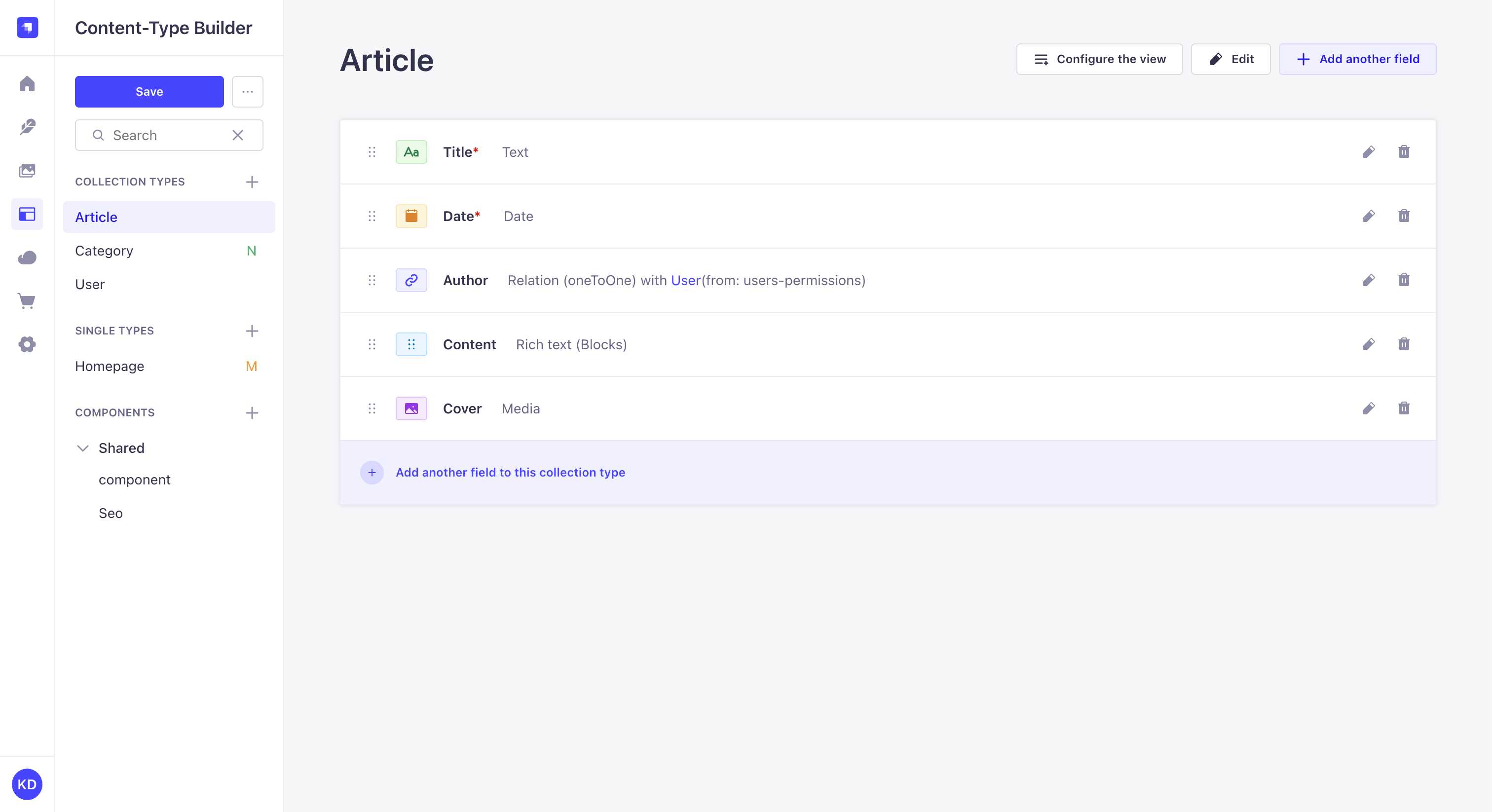 Content-type Builder's edition interface